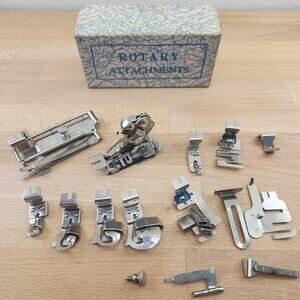 Vintage Greist Sewing Machine Rotary Foot Attachments In Original Box- Ruffler